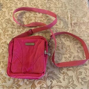 Baggallini Pink Mini Crossbody Wallet Handbag 3 Compartments Removable Strap Gor